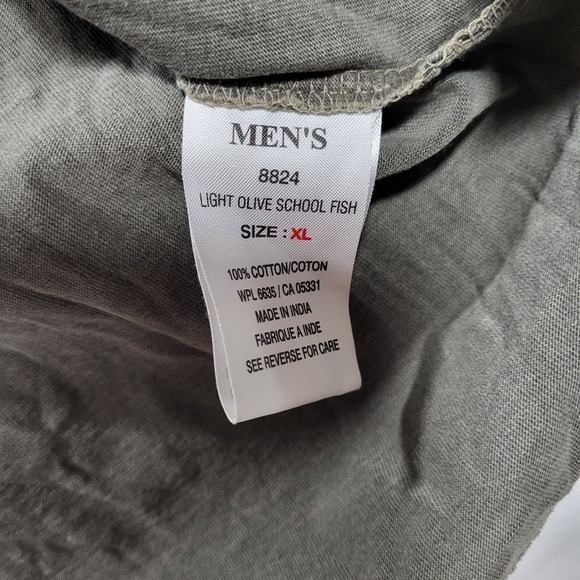 Woolrich Men's XL Olive Green All Over Fish Print Short Sleeve Polo - Picture 3 of 7